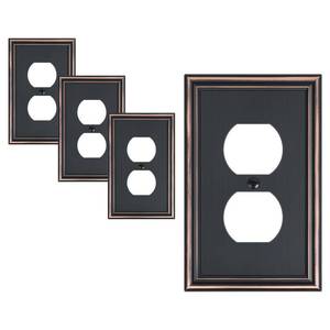 lot 4490 image: TREEWELL 4-Pack Single Duplex Outlet Cover Plate, Decorative Aged Bronze Switch Plates and Outlet Covers, Metal Wall Plates for Electrical Outlets, 1 Gang Receptacle Cover, Corrosion Resistant