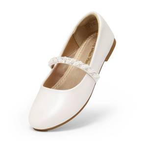 lot 4497 image: Dream Pairs Girls Mary Jane Dress Shoes Ballerina Flats for Wedding, Party (ToddlerLittle KidBig Kid),Size 1 Little Kid,Ivory,SERENA-100-KIDS