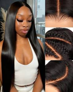 lot 4505 image: Straight Lace Front Wigs Human Hair 200 Density 24 inch 13x6 HD Transparent Lace Frontal Wig Bone Straight Human Hair for Women Glueless Wigs Pre Plucked with Baby Hair Natural Black Color