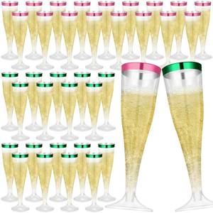 lot 5501 image: Jingmore 36 Pcs Plastic Champagne Flutes 4.5 oz Clear Disposable Wine Glasses Cocktail Cup Champagne Glass for Wedding 4th of July Summer Party Favor Mimosa Bar Supplies (Green,Pink)