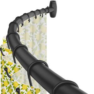 lot 5507 image: Curved Shower Curtain Rod,Matte Black Round Shower Curtain Rod 48 to 64 Inches Adjustable Rounded Bowed Shower Rods for Bathroom,Bathtub, More Shower Space,Need to Drill