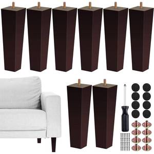 lot 5511 image: TURSTIN Set of 8 Furniture Legs 8 Inch Square Solid Wood Couch Legs Replacement Sofa Legs Mid Century Furniture Feet for Armchair Bed Dresser Cabinet Include Installation Hardware, Brown