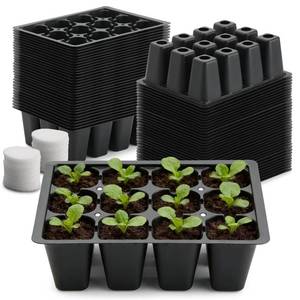 lot 5522 image: RooTrimmer 60 Pack Reusable 12-Cell Seed Starter Tray, Plant Starter Trays with Large Drainage Holes for Seed Germination, Easy to Repotted, Fits Standard 1020 Flats and TD377 Trays, Black