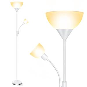 lot 5524 image: Torchiere Floor Lamps for Living Room, Standing Lamp, 71 Tall Pole Lamps with Adjustable Reading Light, 3-Way Rotary Switch, Plastic Shade, Bright Torch Corner Lamp for Bedroom, White(E26, No Bulb)