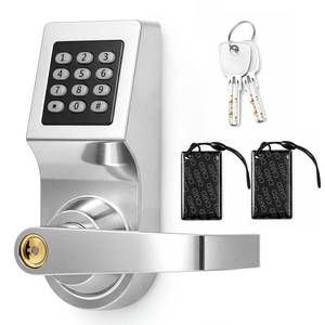 lot 5526 image: Hicarer Stand-Alone Commercial Keypad Door Lock, 3-in-1 Entry with Password, Key & Card, Stainless Steel Electronic Security Lock for Office, Apartment, Warehouse(Silver)