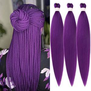 lot 6131 image: Gozill Purple Pre Stretched Braiding Hair Hypoallergenic Non Toxic Synthetic Hair Extensions Knotless Ez Braid Yaki Texture Itch Free Braiding Hair