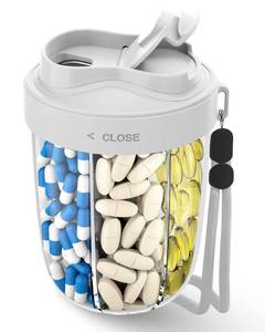 lot 6136 image: Large Pill Organizer,Supplement Organizer for 7 Different Vitamins,Pill Dispenser with Anti-Mixing Design,Easy to Retrieve Meds,Includes 20 Pcs Labels,Travel Pill Organizer(Gray)