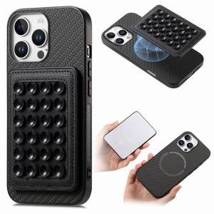 lot 6140 image: ShukZinfeo Compatible with iPhone 16 Pro Case Strong Suction for MagSafe Hands-Free SelfieVideo for TikTok CreatorInfluencer PU Leather Case Detachable Mount Magnetic 16 Pro 6.3 inch Black three pack