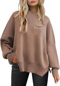 lot 6143 image: Womens Oversized Sweaters 2026 Fall Fashion Casual Outfits Crewneck Long Sleeve Batwing Pullover Tops Spring Winter Clothes (Nutmeg Light Brown, XXL)