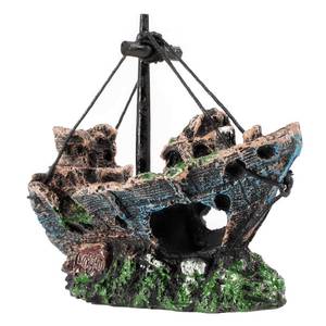 lot 6152 image: Raeasily Fish Tank Decoration Aquarium Accessories,Shipwreck Decor,Resin Material Sunken Ship Decorations for Fish Favors, Multi, 10  10