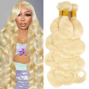 lot 6168 image: 613 Bundles Human Hair 18 20 22 Inch Blonde Bundles Human Hair 3 Bundles 100% Unprocessed 16A Brazilian Virgin Hair 613 Body Wave Bundles Human Hair Extensions for Women