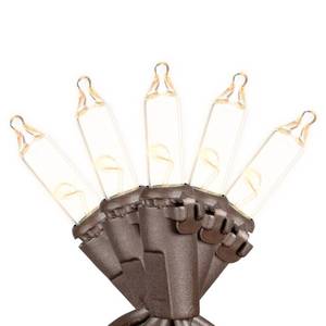 lot 6174 image: Novelty Lights RetroGlo� LED Mini Lights, 10 Clear Bulbs on Brown Wire, 5.5ft with 4 Spacing, Incandescent Look with Modern Efficiency, 2700K Warm White Core, Interchangeable Bulbs