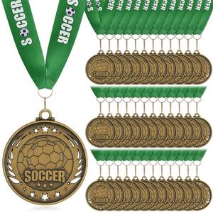 lot 6184 image: Liliaafar 36 Pack Gold Medals 2 Football Soccer Baseball Softball Basketball Metal Medals Bulk Metal Award Trophies for Adults Team Sports Event Prizes Gifts (Soccer)