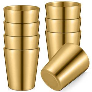 lot 6189 image: Mimorou 8 Pack Stainless Steel Insulated Cup 8.8 oz Metal Tumbler Double Wall Vacuum Water Glasses Camping Reusable Mugs BBQ Home Office Party Coffee(Gold)