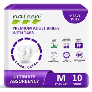 lot 7001 image: Nateen Combi Ultra Adult Diapers with Tabs for Men & Women, Ultimate Absorbency Incontinence Briefs, Overnight Protection, Disposable Bariatric Adult Underwear for Heavy Bladder Leaks.Medium, 10Count