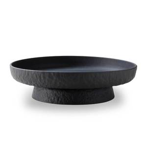 lot 7002 image: Granite Inspired Matte Black Fruit Bowl  Wide, Shallow Textured Pedestal Bowl  11 Inch Unique Centerpiece for Table or Decor for Entryway Table