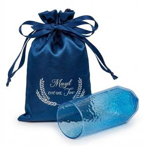 lot 8245 image: DOUDIZHU Jewish Wedding Chuppah Breaking Glass for Traditional Ceremony - Blue Smash Glass Vessel with Keepsake Pouch - Meaningful Souvenir Gift for Groom or Bride Engagement, Marriage, Anniversary