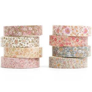 lot 8248 image: YUBX Vintage Washi Tape Set 8 Rolls Thin Retro Decorative Antique Patterns Masking Tapes for Arts, DIY Crafts, Journals, Planners, Scrapbook, Wrapping (Little Flowers)