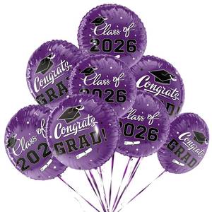 lot 8254 image: Class of 2026 Graduation Party Supplies & Decorations - 12pcs 18 Congrats Grad Purple Balloons Set for Memorable Grad Celebrations
