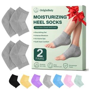 lot 8259 image: Moisturizing Socks for Women, Silicone Socks & Gel Socks, Heel Socks for Dry Cracked Feet, Heel Protectors for Cracked Heel Treatment, Foot Care Socks, Toeless Socks for Women and Men, Gray, 2 Pairs