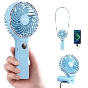 lot 8260 image: SWEETFULL Handheld Portable Fan, 5000mAh Rechargeable Battery, 6 Speed Wind, LED Digital Display, Foldable Electric Personal Mini Travel Fan with Backup Power, Summer Essentials Gifts for Women Girl