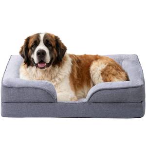 lot 11335 image: Makigued Orthopedic Dog Bed for Large Dogs Egg Crate Foam Pet Sofa with Waterproof Liner, Removable Washable Cover, Nonslip Bottom, Cozy Couch for Large Dogs 41.7 x 31.5X 6.7Inch, Grey
