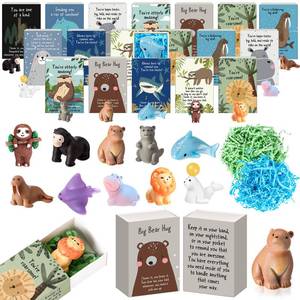 lot 11356 image: Soulchen 20 Sets Mini Emotional Gifts Bulk for Teacher Nurse Employee Positive Mental Health Stress Relief Gifts Resin Animal Figurines with Pun Box for Graduation End of Years Party Favors (Cute)
