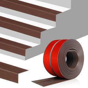 lot 11367 image: Stair Edge Trim Self Adhesive Vinyl Stair Nosing Molding Trim Non-Slip Rubber Nose Protector Peel and Stick Anti-Slip Edging for Indoor & Outdoor Use (Brown, 4 in x 40 Ft)