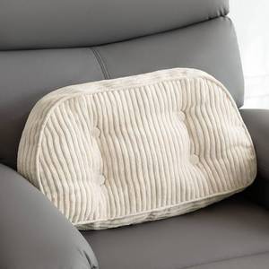 lot 11370 image: HIGOGOGO Lumbar Support Pillow for Recliner ChairAccent ChairCouchOffice Chair, Tufted Corduroy Back Support Cushion for Elderly, Recliner Cushions for Back Rest, Pain Relief, Reading, Beige