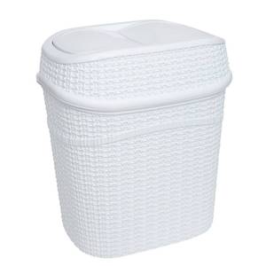 lot 11385 image: Bath Bliss Sailor Knot Swing Top Waste Bin  Dimensions 11.22 x 8.27 x 12.6  9.5 Liter  Swing Top  Sailor Knot Design  Great for Bathroom  Office  Bathroom Accessories  White