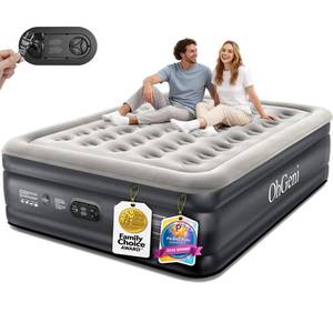 lot 11398 image: OhGeni Air Mattress Queen with Built in Pump, 18 Raised Inflatable Blow Up Mattress, Upgraded Surface Portable Bed for Home, Camping, Colchone Inflable, Ideal Sleep Solution for Guests
