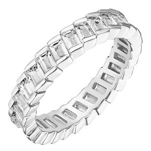 lot 12180 image: PAVOI 14K Gold Plated Cubic Zirconia Baguette Cut Eternity Bands White Gold for Women Size 8