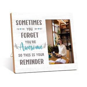 lot 12187 image: Zcsni Inspirational Gift Photo Frame, Sometimes You Forget Youre Awesome Picture Frame Decor, Motivational Desk Shelf Tabletop Photo Frame Decor, Office Gifts For Friend Coworker Employee-A09