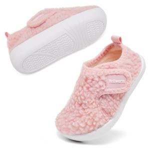lot 12228 image: Heiiwarm Cotton Non Slip Warm House Indoor Cozy Lightweight Outdoor Slipper House Soft Sole Comfy Fuzzy Bedroom Winter Baby Soft Slippers Pink 6-12 Months Infant