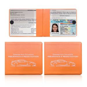 lot 12232 image: YTFRL 2 PCS Car Registration Insurance Holder, Waterproof Vehicle Glove Box Document Organizer with Closure, Auto Essential Cards Driver License Holder for Most Cars Trucks SUVs (Orange, Big Car)