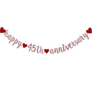lot 12233 image: Happy 45th Anniversary Banner, Pre-Strung,Rose Gold Glitter Paper Garlands for 45th Wedding Anniversary Party Decorations Supplies, No Assembly Required,(Rose Gold) SUNbetterland