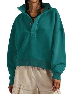 lot 12249 image: TERIVEEK Women Button Mock Neck Sweatshirt Oversized Long Sleeve Henley Pullover Tops 2025 Fall Casual Teen Girls Outfits Dark Green