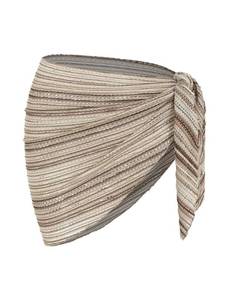 lot 12255 image: ZAFUL Sarong Coverups for Women Beach Vacation Color Block See Thru Tie Side Bathing Suit Cover Up Mini Skirt (c-1-Light Brown, One Size)