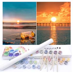 lot 12267 image: BAISITE Paint by Numbers Kit for Adults Beginners,12 Wx16 L 2 Pack Canvas for Painting Kits for Adults in Colorful Box-PBN201-202