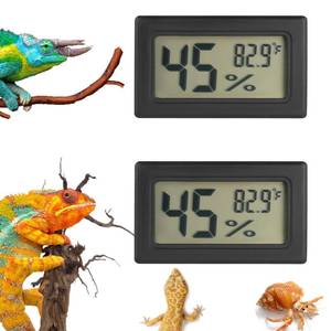 lot 12272 image: Reptile Thermometer and Humidity Gauge Digtal Terrarium Thermometer Rectangle Bearded Dragon Cage Accessories Reptile Temp and Humidity Gauge for Leopard Gecko Hermit Crab Gecko Lizard Etc 2pc