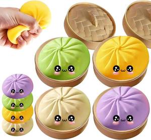 lot 12286 image: 2026 4pcs New Glitter Dumpling Squishy Box,Stress Relief, Soft Squeeze Decompression Dough, Glitter Dumpling Squishy for Stress Relief