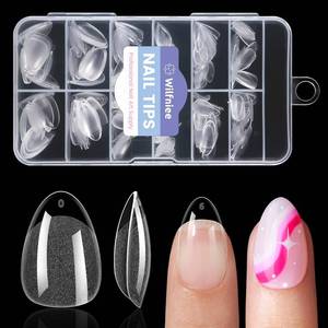 lot 12287 image: Extra Short Almond Nail Tips 240Pcs Small Clear Almond Nails Soft Gel Fake Nail Tips for Nail Extension, 12 Sizes Full Cover Clear Press on Nails for Girls for Home DIY Salon
