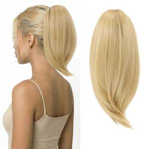 lot 12311 image: Tiklans Blonde Ponytail Extension, 10 Short Claw Clip in Ponytail Hair Extensions Hair Piece Natural Soft Synthetic Straight Pony Tail Hair Pieces for Women
