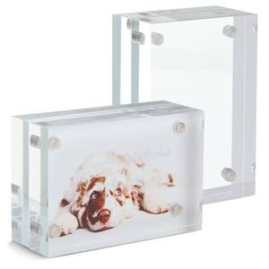 lot 12313 image: Juvale Magnetic Acrylic Picture Frame - 3 x 2 x 1.2 in Wallet-Size, Clear Polished - Mini Photo Frames Set of 2 for Tabletop & Desktop Photo Display