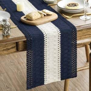 lot 12315 image: Artoid Mode Dark Blue Farmhouse Rustic Table Runner, Seasonal Hollow Kitchen Dining Table Decoration for Home Party Decor 12x72 Inch