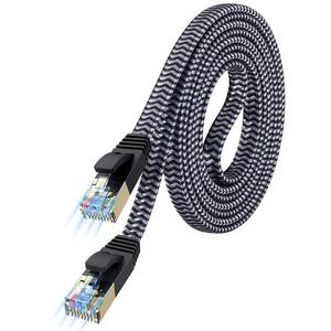 lot 12316 image: MORELECS Cat 7 Flat Ethernet Cable 6.6 ft, Nylon Braided STP Shielded, 10Gbps 600MHz, Low Latency RJ45 LAN Patch Cable for PS5, PS4, Xbox, PC, Smart TV, Router, Modem