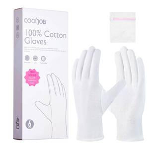 lot 12331 image: COOLJOB 100% Cotton Gloves, 6 Pairs White Cotton Gloves for Dry Hands Moisturizing & Eczema, Overnight Lotion, Sleep & Spa Treatment for Women & Men, Breathable Work Glove Liners, Large Size
