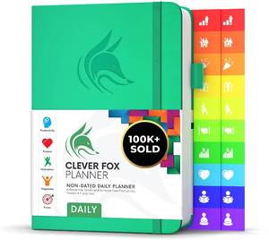 lot 12342 image: Clever Fox Daily Planner �� Undated Planning Notebook with Hourly Schedule & To-Do List �� Personal Day Task & Work Organizer, 6 Months (Emerald)