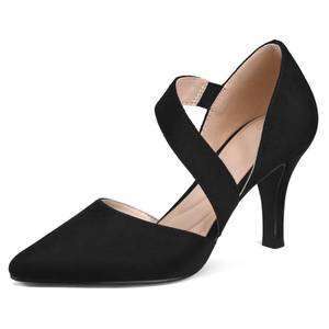lot 12344 image: mysoft Womens Pointed Toe Low Stiletto Heel Dress Pumps Shoes - Available in Wide Sizes Black-Suede