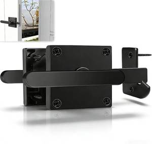 lot 12346 image: Heavy Duty Matte Finish Gate Latch,Aluminum Double Side Swinging Door Hardware Latches, Fit for Outdoor Gates��Farmhouse��Farm��Garden��Shed Barn��Courtyard��Cottages��Black